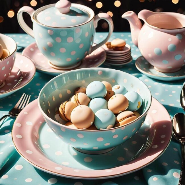 Designerska zastawa stołowa w kropki