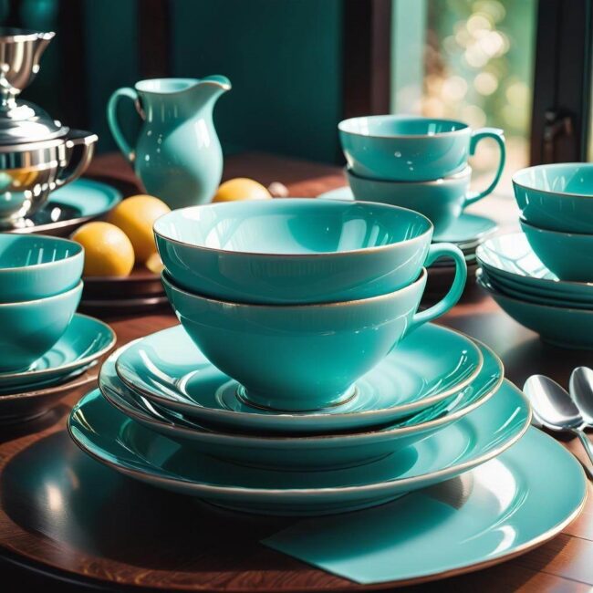 Elegancka zastawa w kolorze turkusu