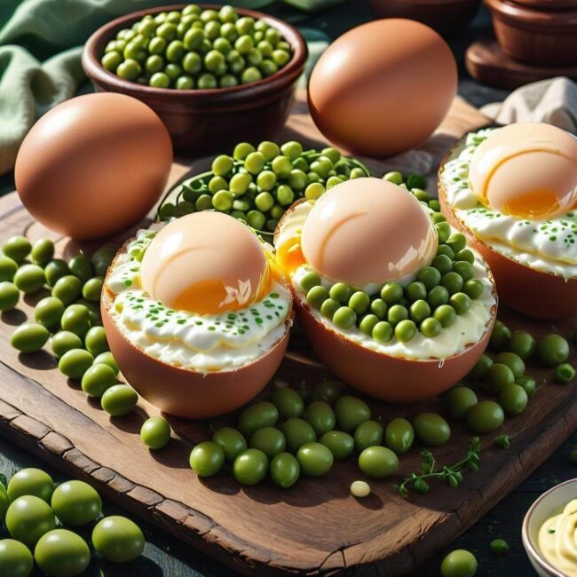 Jajka na zimno z majonezem groszkiem i majerankiem