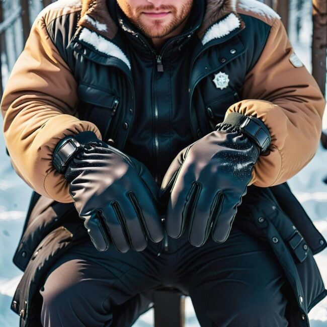 Męskie rękawiczki na polowanie zimą