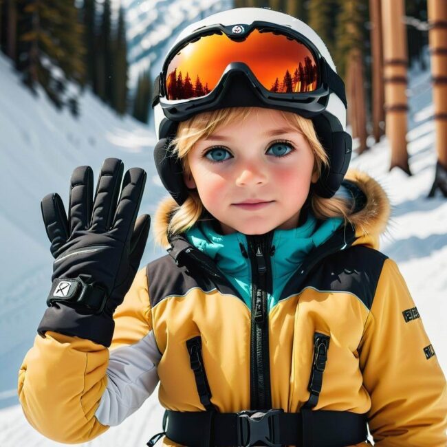 Rękawiczki narciarskie dla dzieci odblaskowe