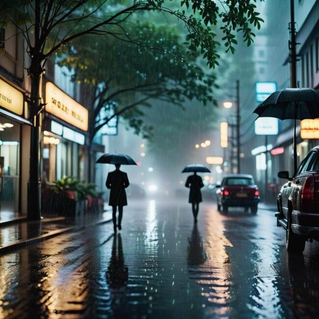 Sennik deszcz w nocy