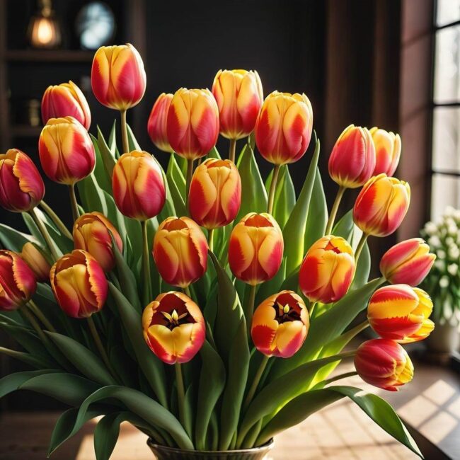Tulipany jako główny motyw w bukiecie